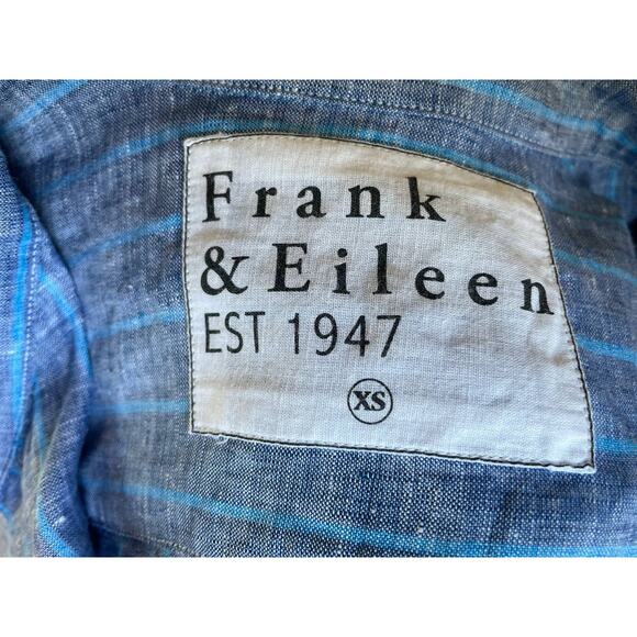 Frank & Eileen Barry Tailored Button Up Linen Blue Stripe Size XSmall XS - Picture 6 of 7
